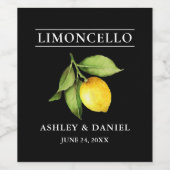 Mariage Aquarelle Citron Limoncello Étiquette bout (Étiquettes simples)