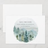 Mariage aquarelle Evergreen Save the Date (Devant / Derrière)