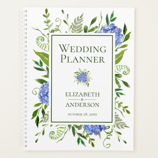 Mariage Aquarelle Florale aux Hortensias Bleus (Devant)