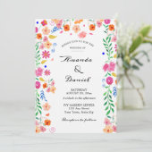 Mariage Aquarelle Folk Floral Garden Invitation (Debout devant)