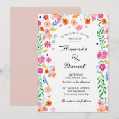 Mariage Aquarelle Folk Floral Garden Invitation (Devant / Derrière)