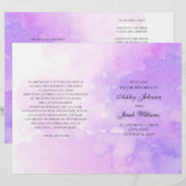 Mariage aquarelle violet. Programme lavande plié (Devant / Derrière)