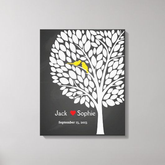 mariage arbre signature livre d'or oiseaux jaune (Recto)