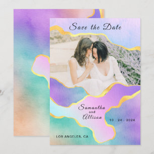 Mariage arc-en-ciel LGBT Photo Faire-part de sauve