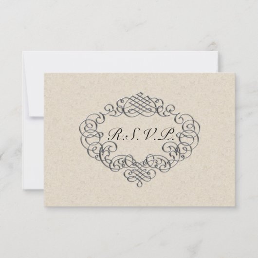 Mariage Argent Flourish RSVP (Devant)