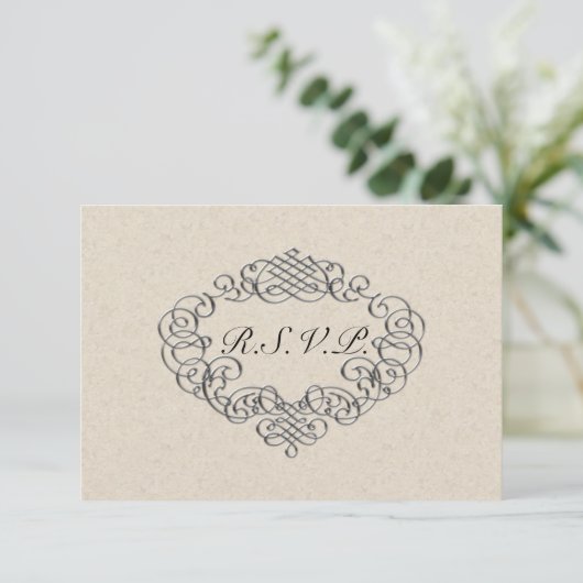 Mariage Argent Flourish RSVP (Debout devant)