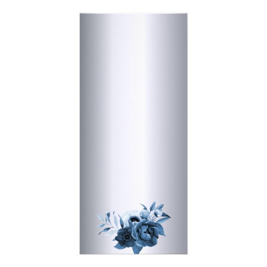 Mariage argent menu bleu floraux élégant moderne (Dos)