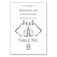 Mariage Argent Numéro de carte Cloches et ruban