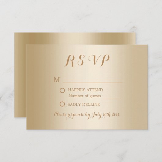 Mariage Arrière - plan Gold Foil moderne RSVP (Devant / Derrière)