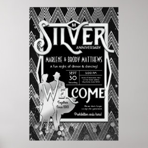 Mariage Art déco Argent Anniversaire Bienvenue