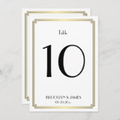 Mariage Art Déco Blanc Et Or Numéro De Table (Devant / Derrière)