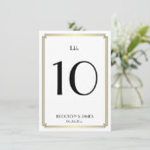 Mariage Art Déco Blanc Et Or Numéro De Table (Debout devant)