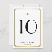 Mariage Art Déco Blanc Et Or Numéro De Table (Dos)