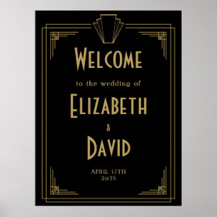 Mariage Art déco des années 1920 Noir et Or