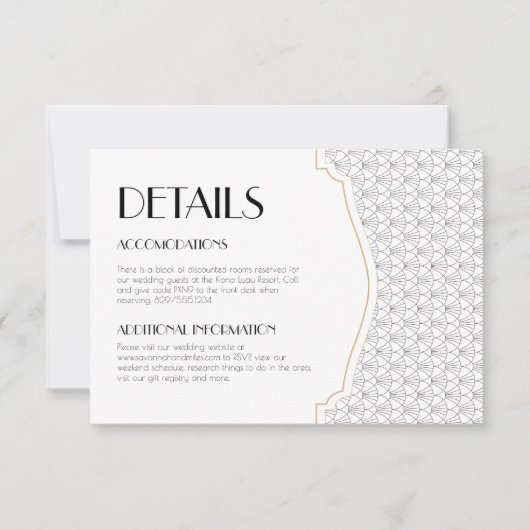 Mariage Art déco - Détails de la carte Insertion (Devant)