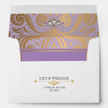 Mariage Art Déco Élégant Lavande Diamant Or