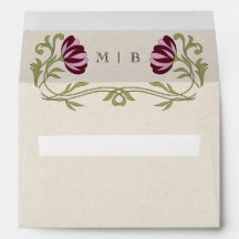 Mariage Art nouveau Florales Rose Bourgogne Vintag