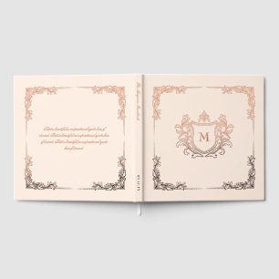 Mariage au monogramme de blason vintage blanc anti
