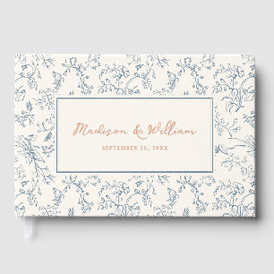 Mariage au motif chinoiserie bleu poussiéreux