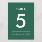 Mariage au Vert Émeraude & | Numéro de Table Moder (Devant)