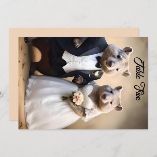 Mariage australien Wombat, carte numéro de table (Devant / Derrière)