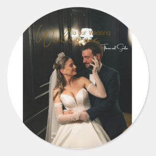 Mariage Autocollant Rond Classique - personnalisé