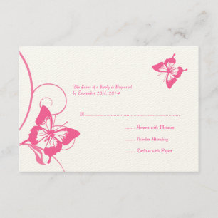 Mariage aux papillons rose et blanc RSVP