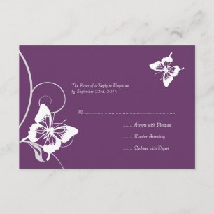 Mariage aux papillons violet et blanc RSVP