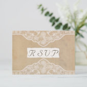 Mariage avec carte de réponse à l'aspect toile de  (Debout devant)