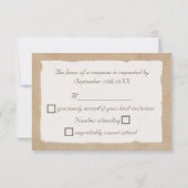 Mariage avec carte de réponse à l'aspect toile de  (Dos)