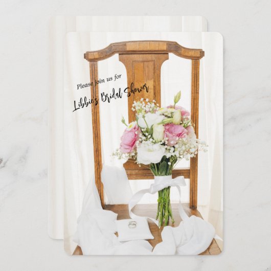 Mariage Bagues sur Coussin blanc Invitation Fête d (Devant / Derrière)