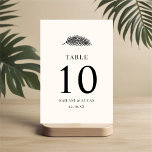 Mariage Bahia minimal feuille de palme<br><div class="desc">Ces cartes de numéro de table mariages design et simples présentent une feuille de palme dessinée à la main en noir sur un arrière - plan blanc cassé (la couleur peut être customisée, si désiré). Facile à personnaliser pour votre mariage ou autre occasion spéciale tropicale ou inspirée de la plage....</div>