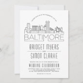 Mariage Baltimore | Invitation Skyline stylisée (Devant)