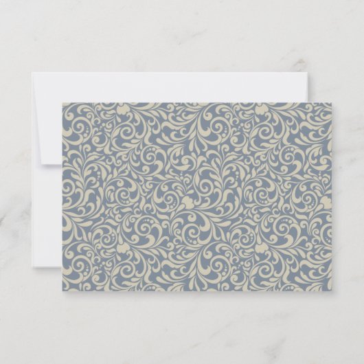 Mariage baroque bleu et beige élégant RSVP (Dos)