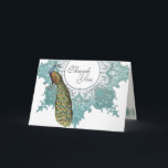 Mariage baroque Peacock Merci Note - Aqua Blue<br><div class="desc">DESIGN : Cette collection de mariages d'inspiration vintage possède un ensemble complet de produits et peut être créée dans plusieurs coloris. Si vous souhaitez qu'il corresponde à votre mariage, faites-le nous savoir par e-mail et nous serons heureux de vous aider. Ce design se compose d'un assortiment de lavages bleus verts...</div>
