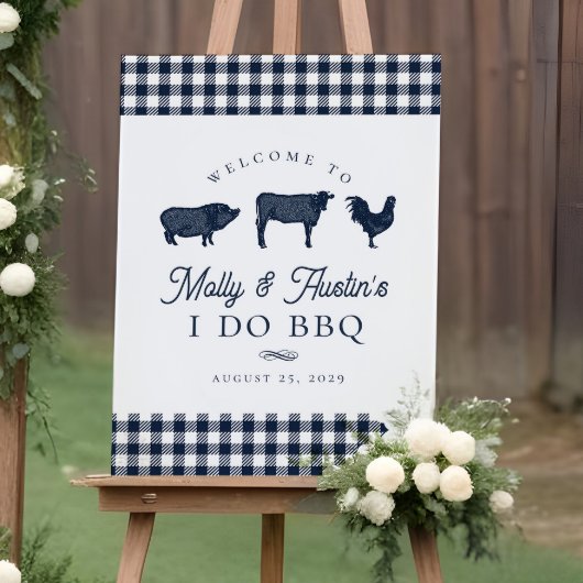 Mariage BBQ bleu ou Affiche de bienvenue de douche