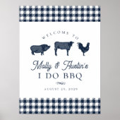 Mariage BBQ bleu ou Affiche de bienvenue de douche (Devant)