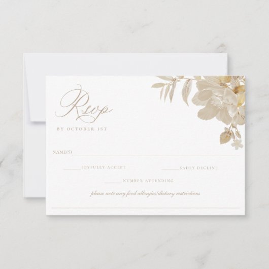 Mariage beige RSVP restriction alimentaire allergi (Devant)