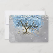 Mariage Bell Blue Heart Leaf Tree RSVP (Dos)
