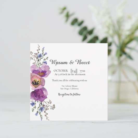 Mariage Belle carte de squa fleurie Modèle vector (Debout devant)