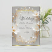 Mariage Belle fleurs blanches or Invitation (Debout devant)