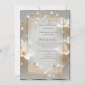 Mariage Belle fleurs blanches or Invitation (Dos)