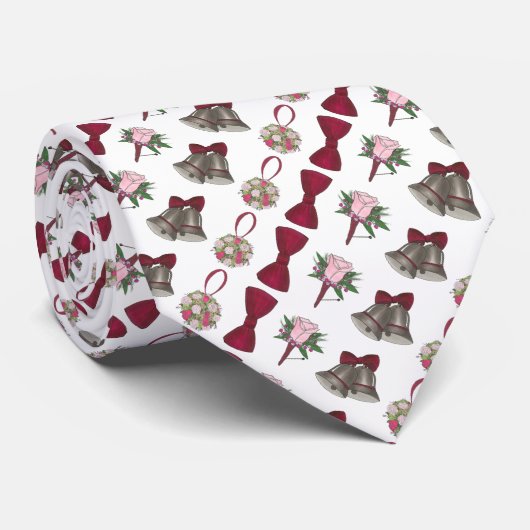 Mariage Bells Fleurs Boutonniere Bow Groom Cravate (Roulé)