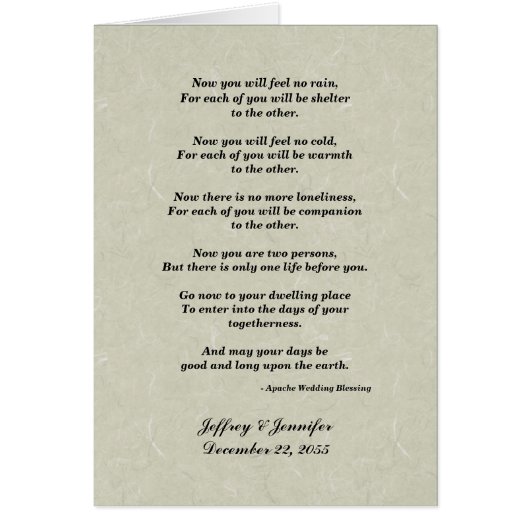 Mariage, Bénédiction Apache, Carte de voeux gris T (Devant)