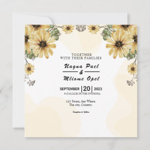 Mariage Best Carré Invitation Card Design Vector