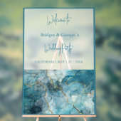 mariage bienvenue abstrait marbre bleu turquoise g (Neutre)