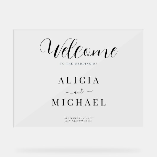 Mariage bienvenue élégant script simple signe acry (Recto)