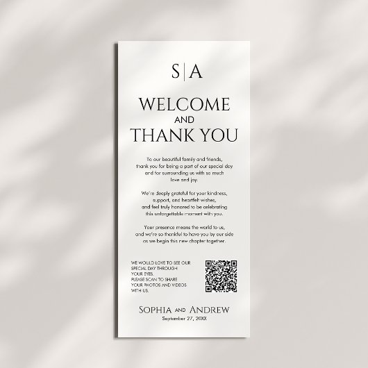 Mariage Bienvenue et Carte de remerciements pour l