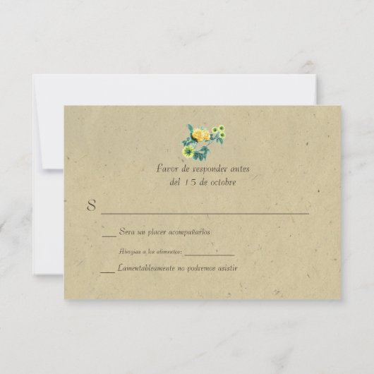 Mariage bilingue rustique de la Garland RSVP (Dos)