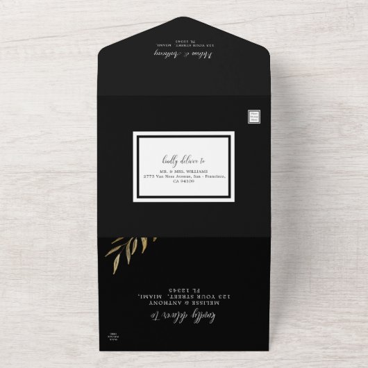 Mariage Black Glittering All In One Invitation (Dehors)